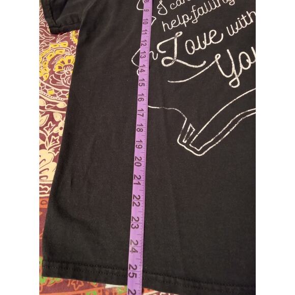 RARE Elvis Silhouette Love Song Lyrics Graphic T-Shirt Faded Black Gildan SZ M - Picture 6 of 6